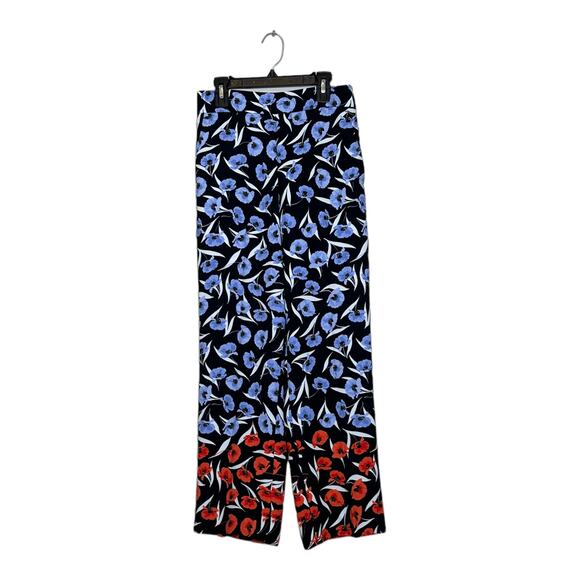 Ann Taylor black blue red floral side zipper pants size 00P - Picture 5 of 9